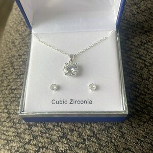 Silver Cubic Zirconia Necklace Set